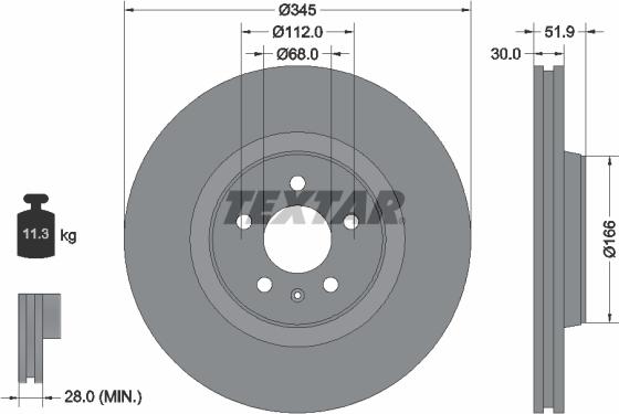 Textar 92229205 - Disco de freno www.parts5.com