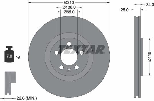 Textar 92275905 - Disc frana www.parts5.com