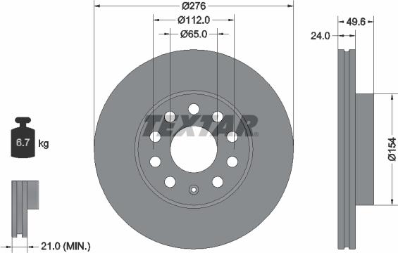 Textar 92271905 - Disc frana www.parts5.com