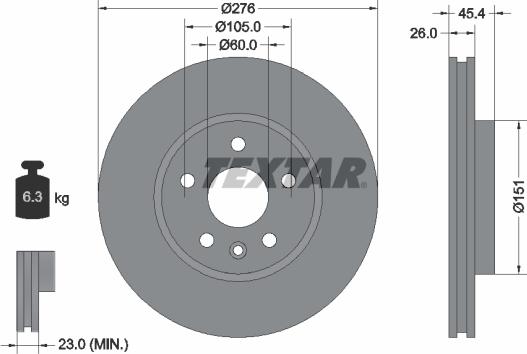 Textar 92277103 - Disc frana www.parts5.com