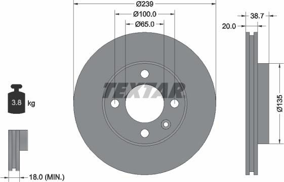 Textar 92012103 - Disco de freno www.parts5.com