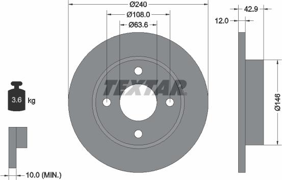 Textar 92075303 - Disc frana www.parts5.com