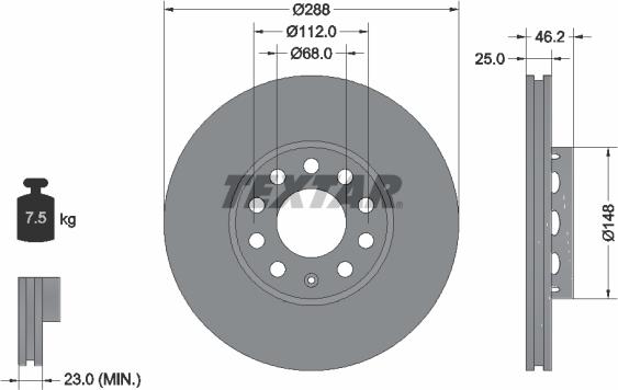 Textar 92057605 - Disc frana www.parts5.com