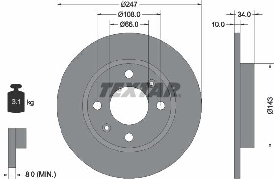 Textar 92029803 - Zavorni kolut www.parts5.com