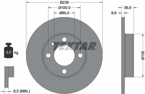 Textar 92009303 - Disco de freno www.parts5.com