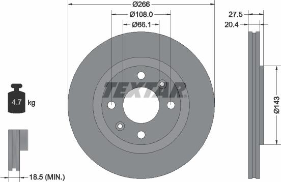 Textar 92048103 - Zavorni kolut www.parts5.com