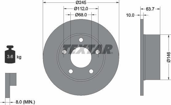 Textar 92057503 - Brake Disc parts5.com