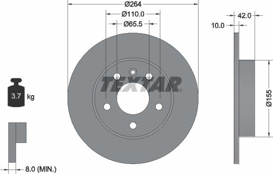 Textar 92092103 - Disc frana www.parts5.com