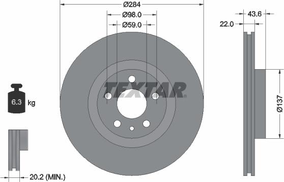 Textar 92046803 - Disc frana www.parts5.com