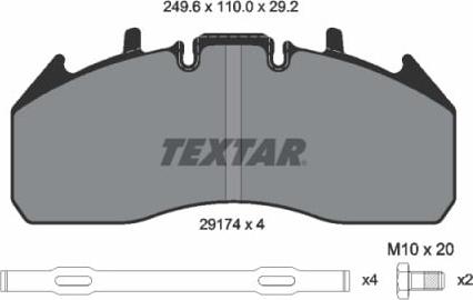 Textar 2917402 - Тормозные колодки, дисковые, комплект www.parts5.com