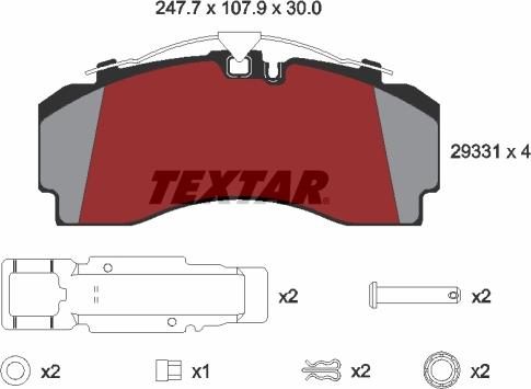 Textar 2933101 - Brake Pad Set, disc brake www.parts5.com