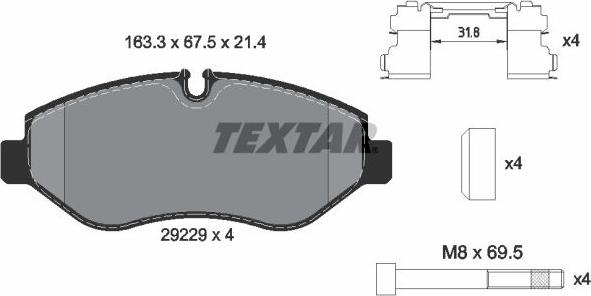 Textar 2922901 - Komplet kočnih obloga, disk kočnica www.parts5.com