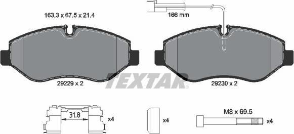 Textar 2922902 - Тормозные колодки, дисковые, комплект www.parts5.com