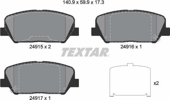 Textar 2491501 - Sada brzdových platničiek kotúčovej brzdy www.parts5.com