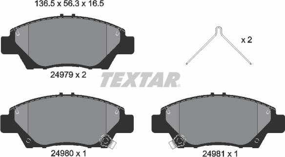 Textar 2497901 - Piduriklotsi komplekt,ketaspidur www.parts5.com