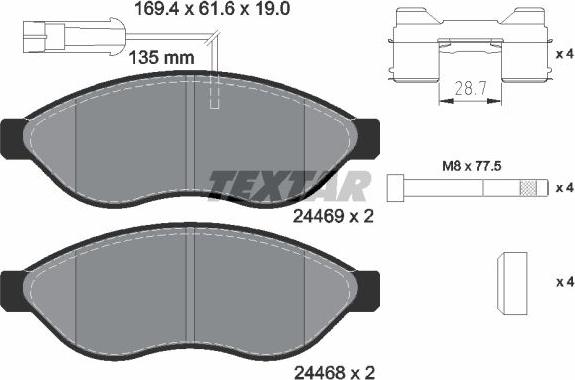 Textar 2446901 - Σετ τακάκια, δισκόφρενα www.parts5.com