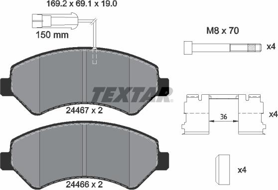 Textar 2446701 - Тормозные колодки, дисковые, комплект www.parts5.com