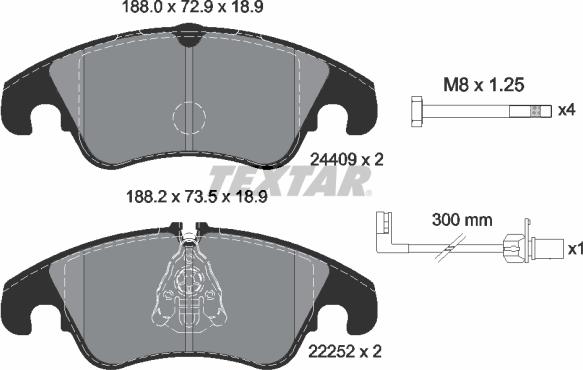 Textar 2440903 - Sada brzdových platničiek kotúčovej brzdy www.parts5.com