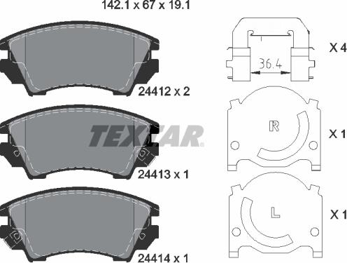 Textar 2441201 - Brake Pad Set, disc brake www.parts5.com