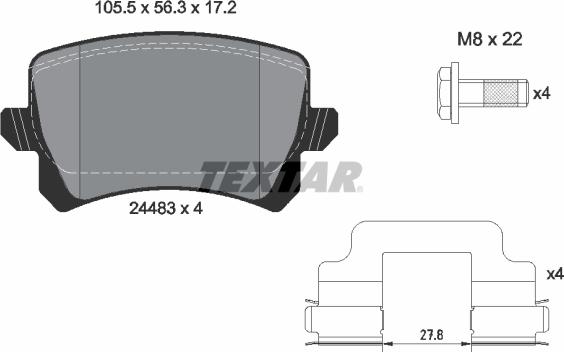 Textar 2448302 - Piduriklotsi komplekt,ketaspidur www.parts5.com