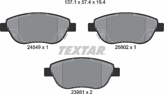 Textar 2454901 - Set placute frana,frana disc www.parts5.com