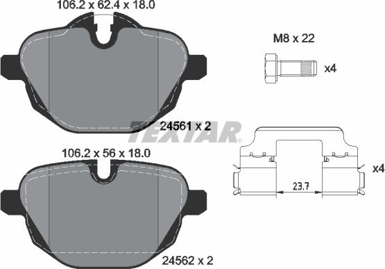 Textar 2456101 - Тормозные колодки, дисковые, комплект www.parts5.com