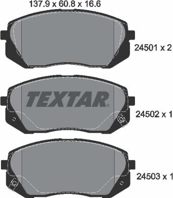 Textar 2450101 - Sada brzdových platničiek kotúčovej brzdy www.parts5.com