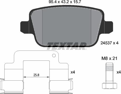 Textar 2453701 - Bremsbelagsatz, Scheibenbremse www.parts5.com