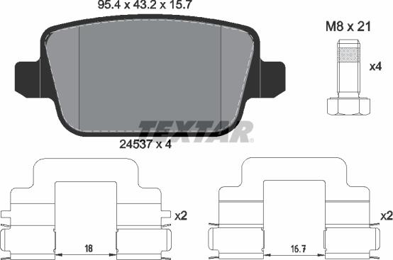 Textar 2453703 - Piduriklotsi komplekt,ketaspidur www.parts5.com