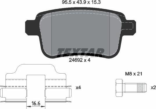 Textar 2469201 - Тормозные колодки, дисковые, комплект www.parts5.com