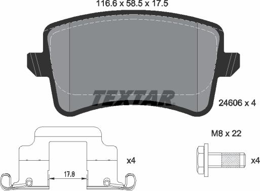 Textar 2460602 - Brake Pad Set, disc brake www.parts5.com