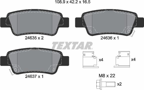 Textar 2463501 - Brake Pad Set, disc brake www.parts5.com