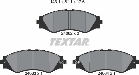 Textar 2406201 - Brake Pad Set, disc brake www.parts5.com