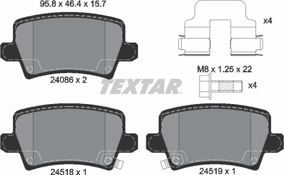 Textar 2408601 - Brake Pad Set, disc brake www.parts5.com