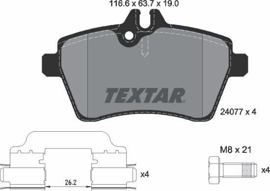 Textar 2407702 - Komplet kočnih obloga, disk kočnica www.parts5.com