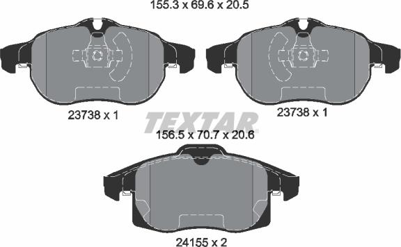 Textar 2415501 - Komplet zavornih oblog, ploscne (kolutne) zavore www.parts5.com