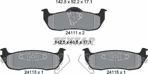 Textar 2411102 - Тормозные колодки, дисковые, комплект www.parts5.com