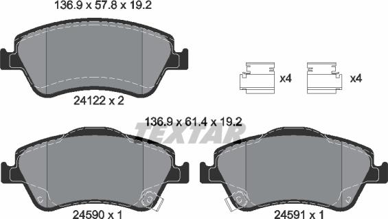 Textar 2412201 - Kit de plaquettes de frein, frein à disque www.parts5.com