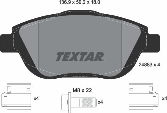 Textar 2488301 - Komplet pločica, disk-kočnica www.parts5.com