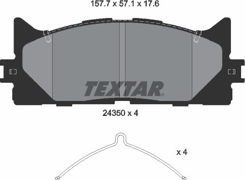 Textar 2435001 - Тормозные колодки, дисковые, комплект www.parts5.com