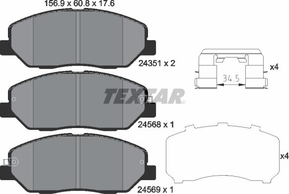 Textar 2435101 - Σετ τακάκια, δισκόφρενα www.parts5.com