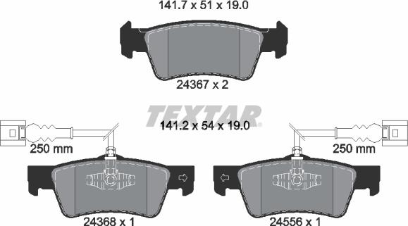 Textar 2436701 - Brake Pad Set, disc brake www.parts5.com