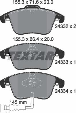 Textar 2433301 - Komplet pločica, disk-kočnica www.parts5.com