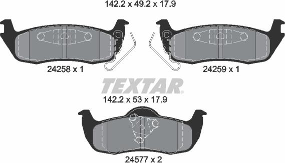 Textar 2425801 - Тормозные колодки, дисковые, комплект www.parts5.com