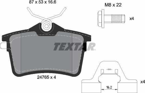 Textar 2476501 - Piduriklotsi komplekt,ketaspidur www.parts5.com