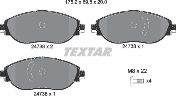 Textar 2473806 - Fren balata seti, diskli fren www.parts5.com