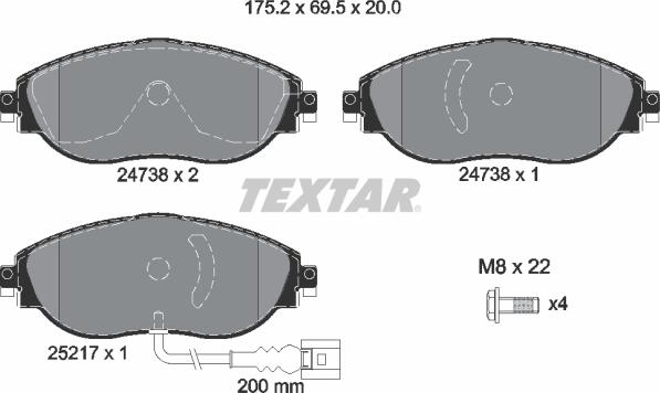 Textar 2473801 - Fren balata seti, diskli fren www.parts5.com