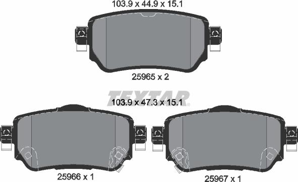 Textar 2596501 - Brake Pad Set, disc brake www.parts5.com