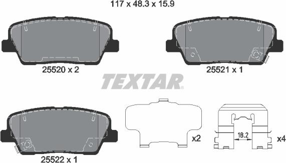 Textar 2552001 - Brake Pad Set, disc brake www.parts5.com