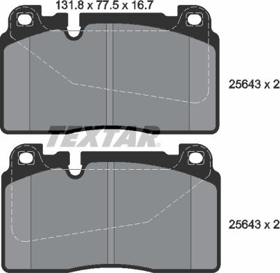 Textar 2564301 - Комплект спирачно феродо, дискови спирачки www.parts5.com